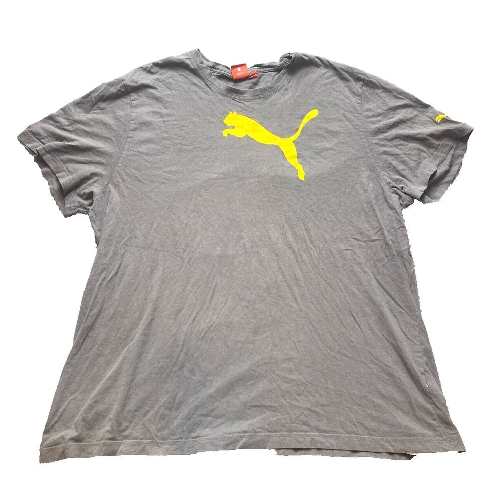 PUMA Shirt Adult 2XL XXL Gray Big Logo Sportslifestyle Activewear Athletic‎ Mens